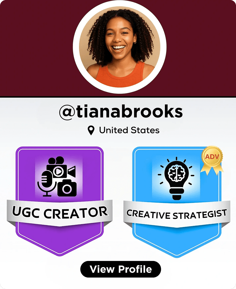 Profile card with badges and username