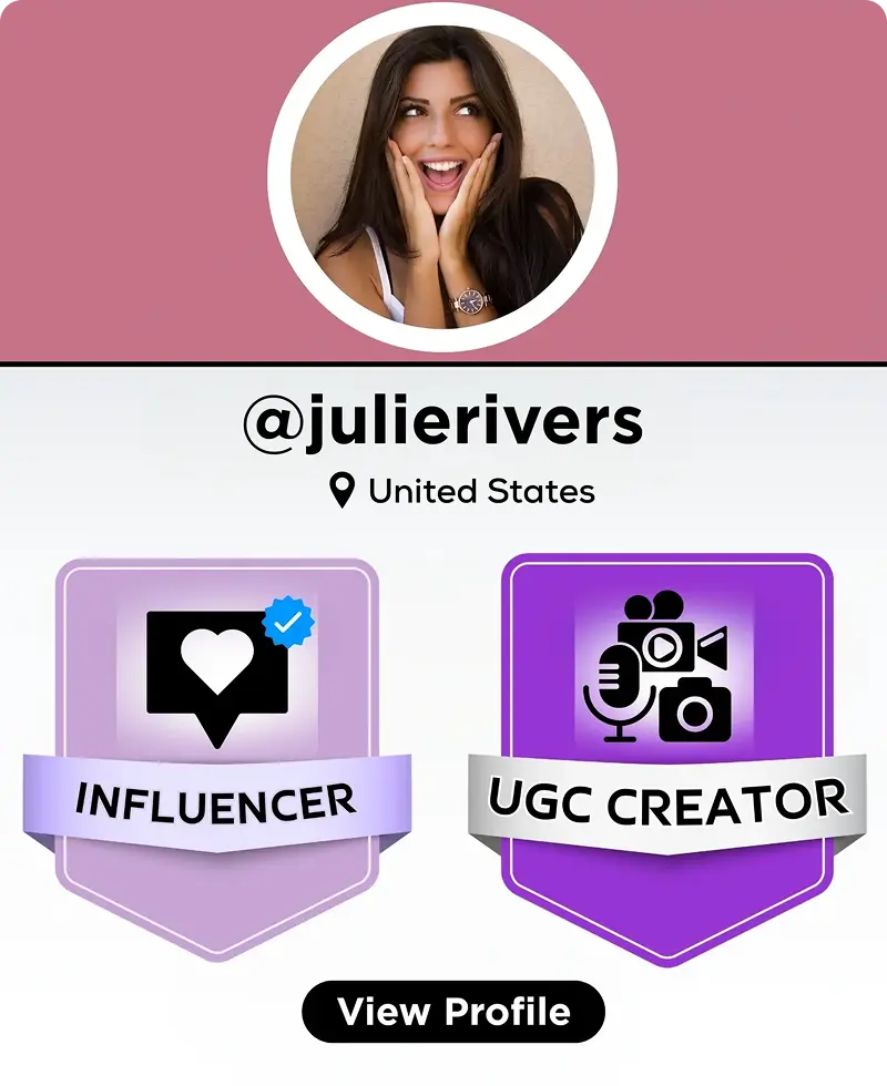 UGC creator profile with badges