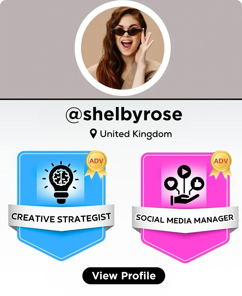 Social media manager with creative strategist badge