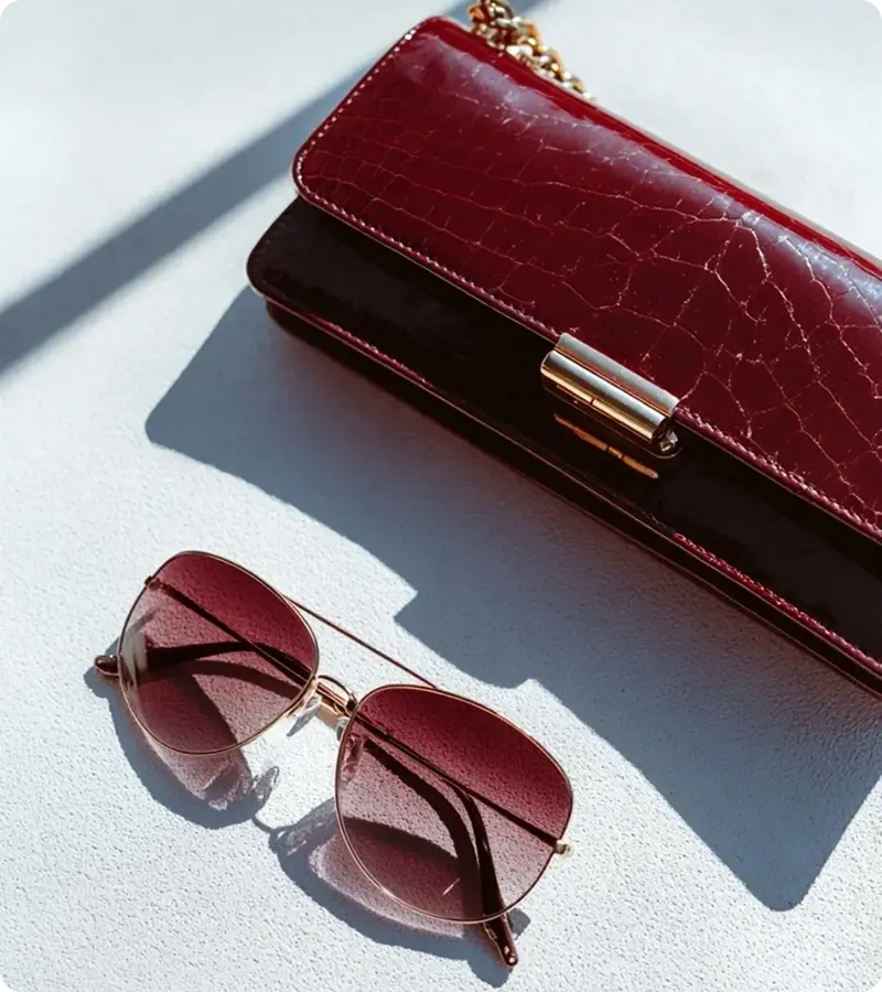 Fashion accessories in sunlight shadow