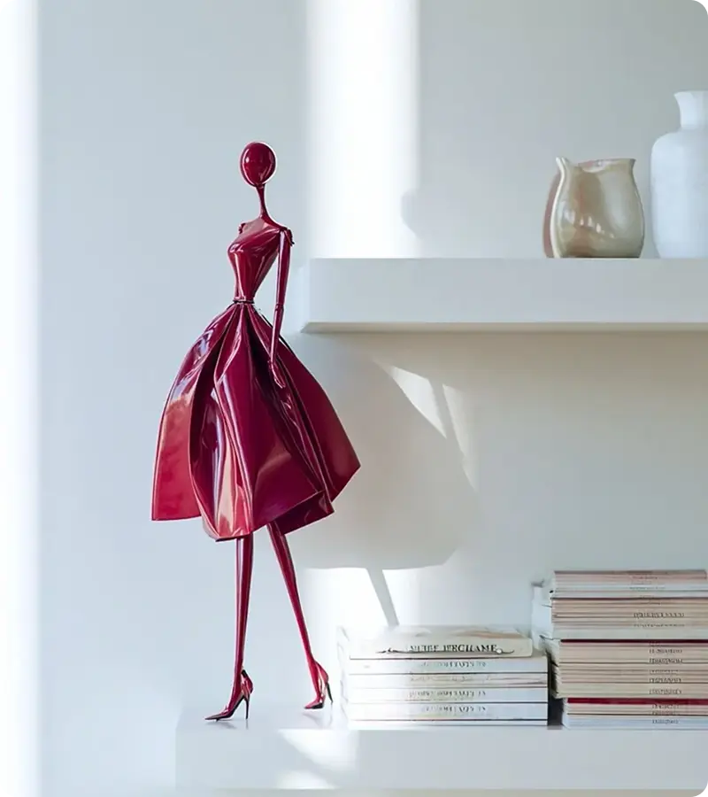 Art piece with books and vase