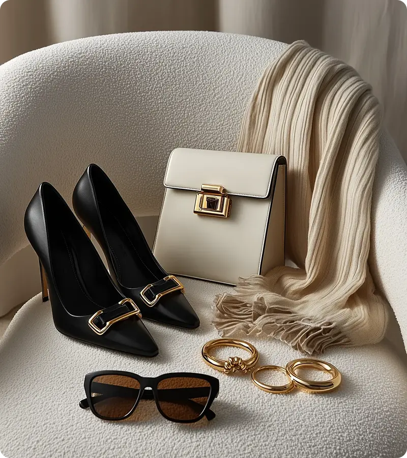 Fashion accessories on a chair