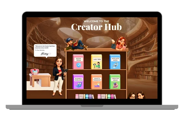 Laptop screen showing Creator Hub resources